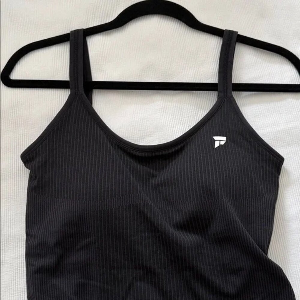 FITFO Ribbed Tank Top Black Athletic Camisole Size S